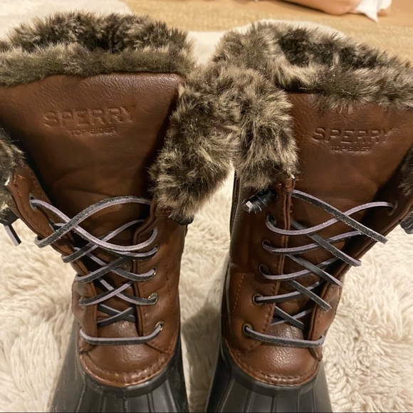 Sperry Brown Faux-Fur Lined Saltwater Duck Boots 6 - Picture 7 of 10